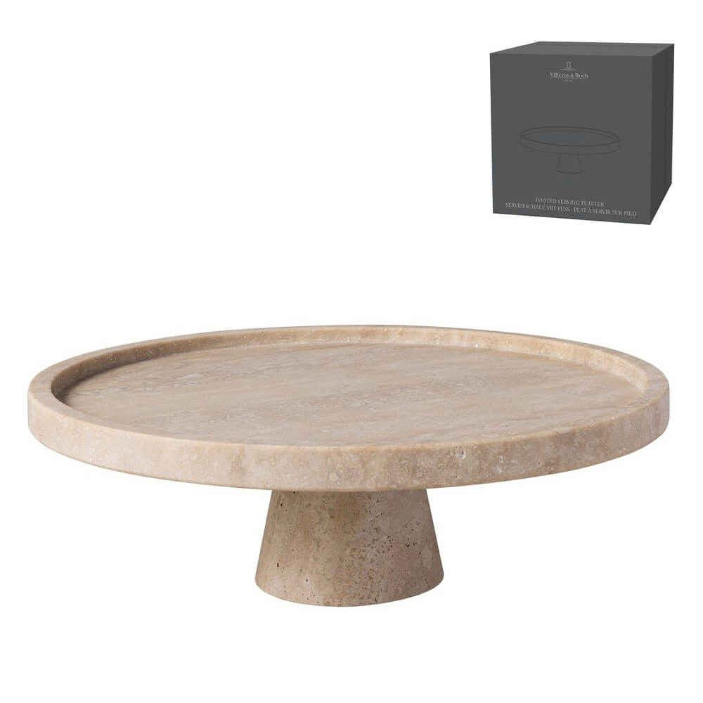 Villeroy & Boch Servierschale mit Fuss Manufacture Travertine. Hauptbild.