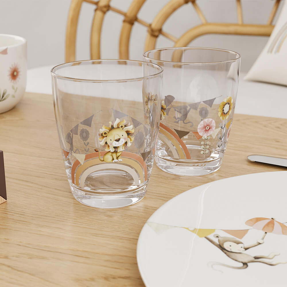 Villeroy & Boch Kinderglas Boho Kids Roar like a Lion 2-teilig. Stimmungsbild.