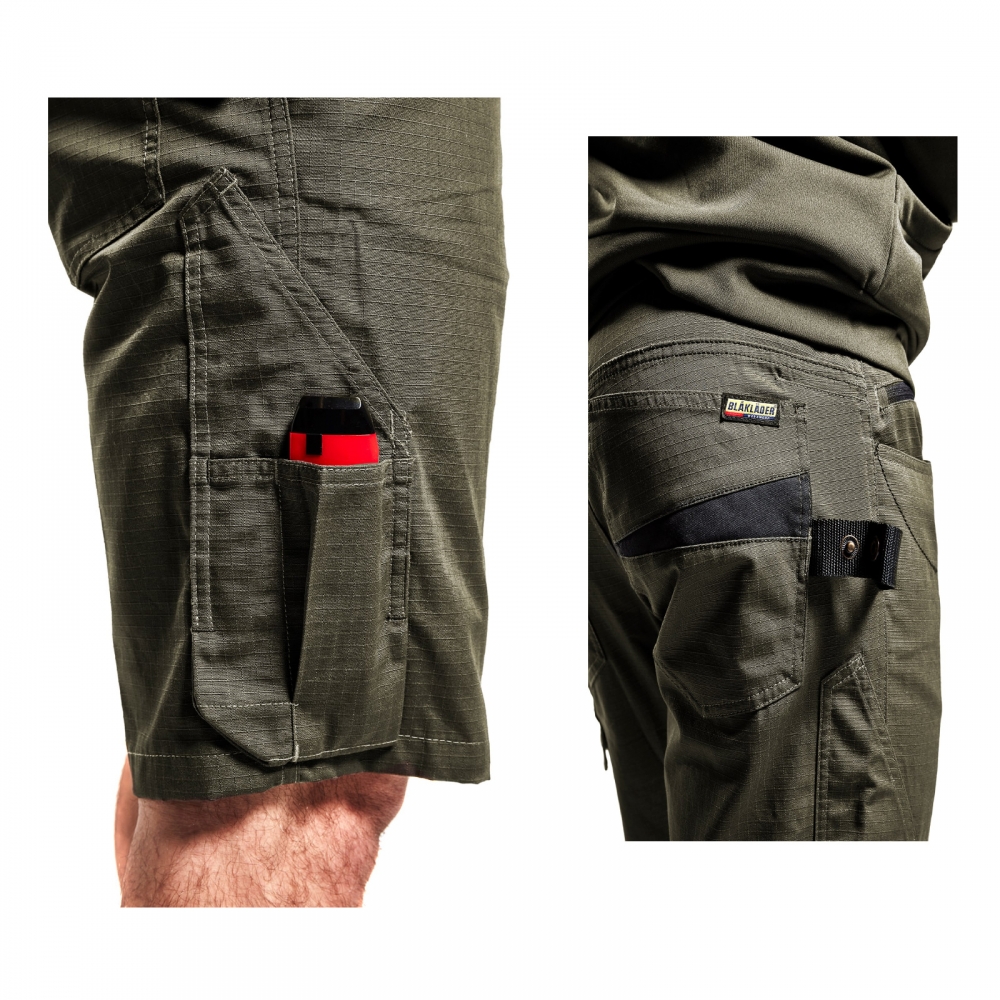 Blakläder 1499 1330 Service Shorts Ripstop Gewebe Handwerkershort Grün Schwarz