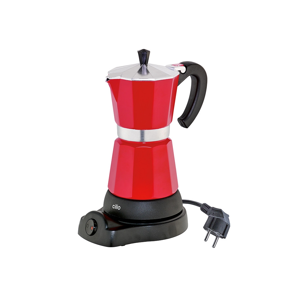 Cilio elektrischer Espressokocher Classico für 6 Tassen Aluminium in Rot