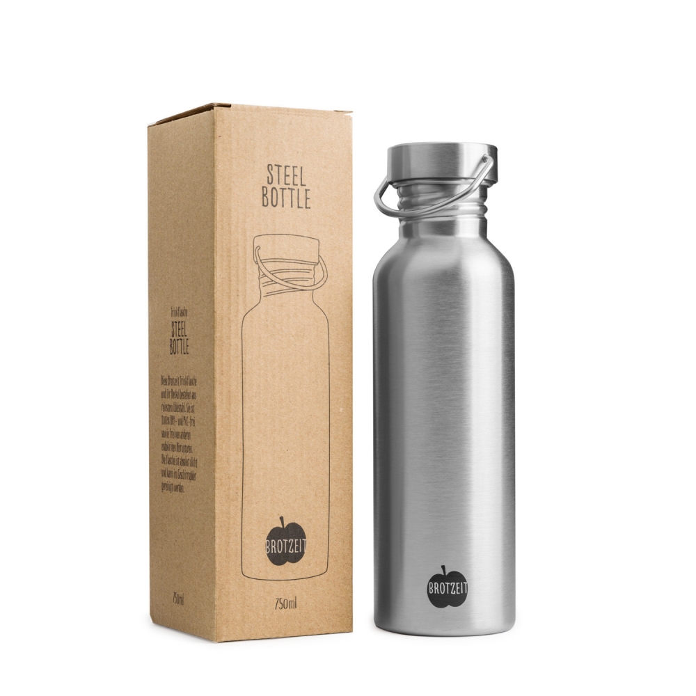 Brotzeit 750ml Trinkflasche Edelstahl plastikfrei Edelstahlflasche 