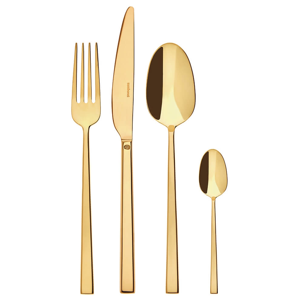 Sambonet 24-teiliges Besteck Set 6 Personen Rock Edelstahl Gold